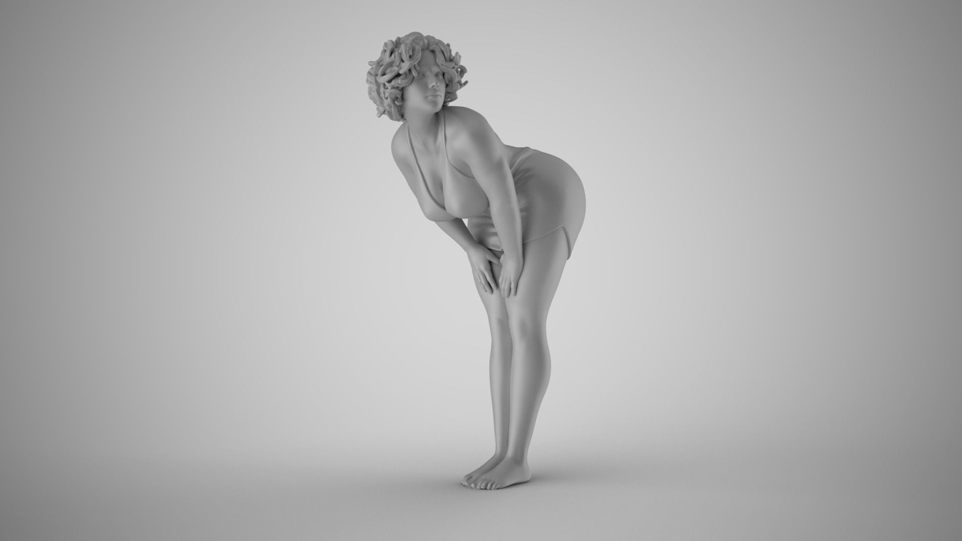 Girl with Hands on Legs 3D print model_21