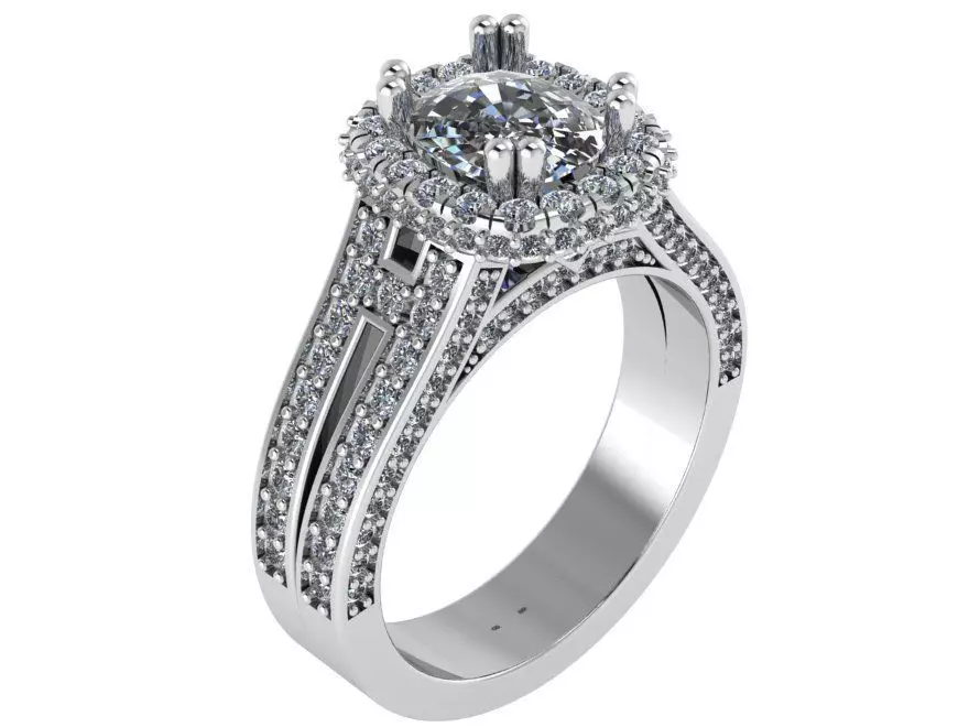 Halo Diamond Shank Ring 0206 3D print model