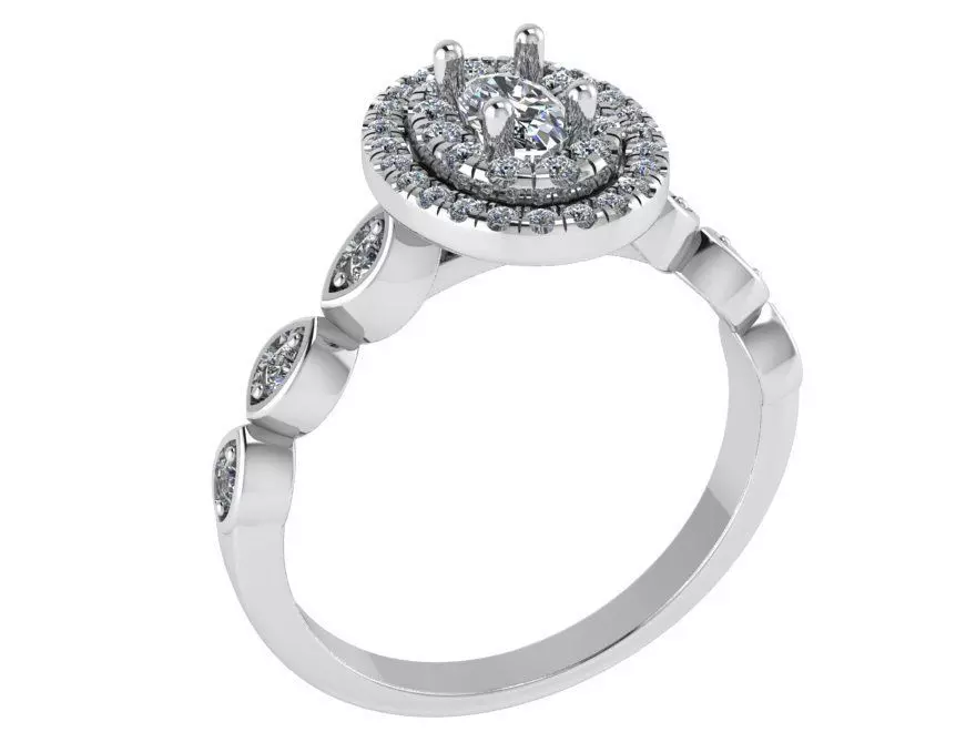 Oval Halo Unique Ring 0219 3D print model