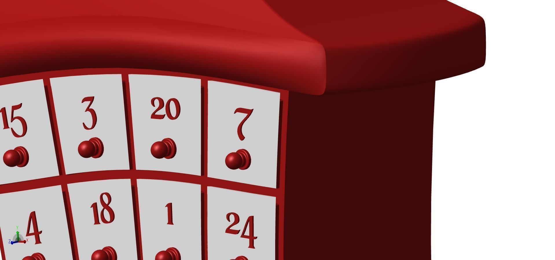 Advent calendar with santa hat roof 3D print model_12