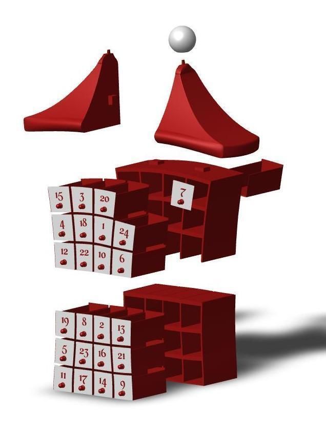 Advent calendar with santa hat roof 3D print model_13