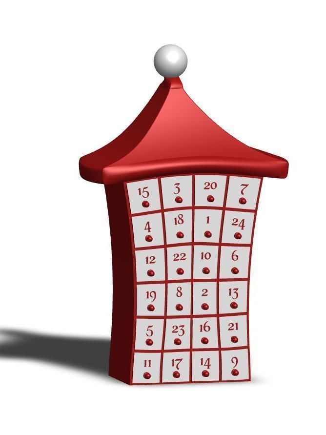 Advent calendar with santa hat roof 3D print model_15