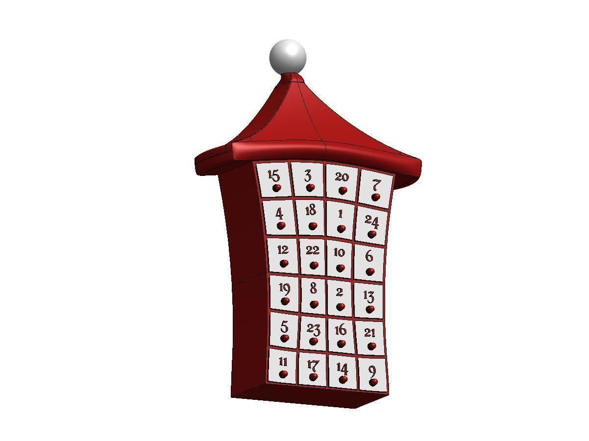 Advent calendar with santa hat roof 3D print model_11