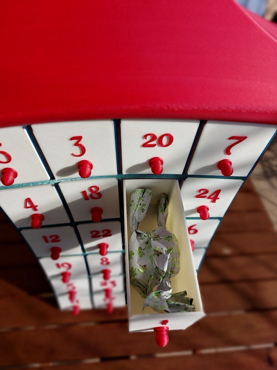 Advent calendar with santa hat roof 3D print model_3
