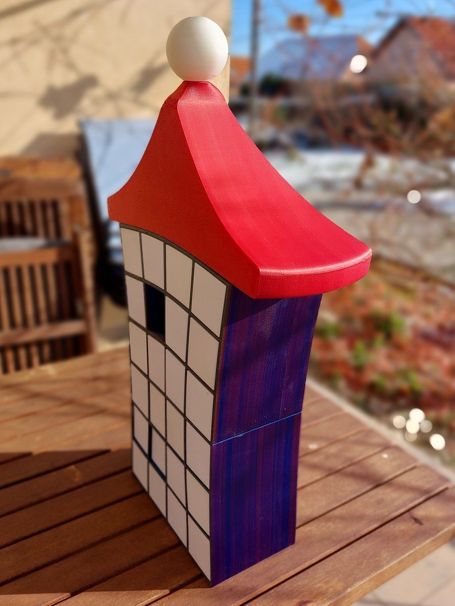 Advent calendar with santa hat roof 3D print model_10