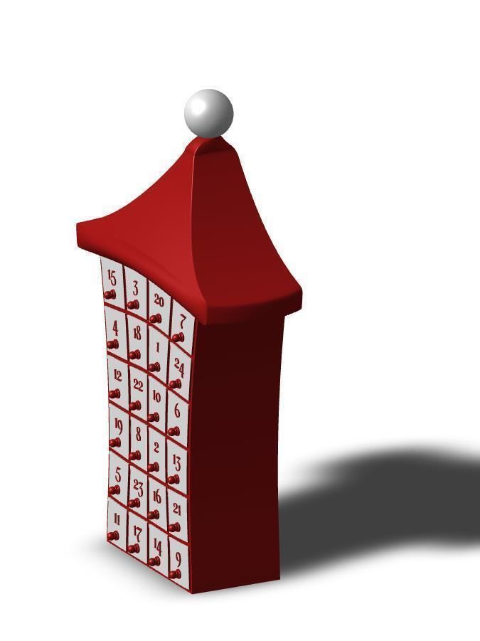 Advent calendar with santa hat roof 3D print model_16