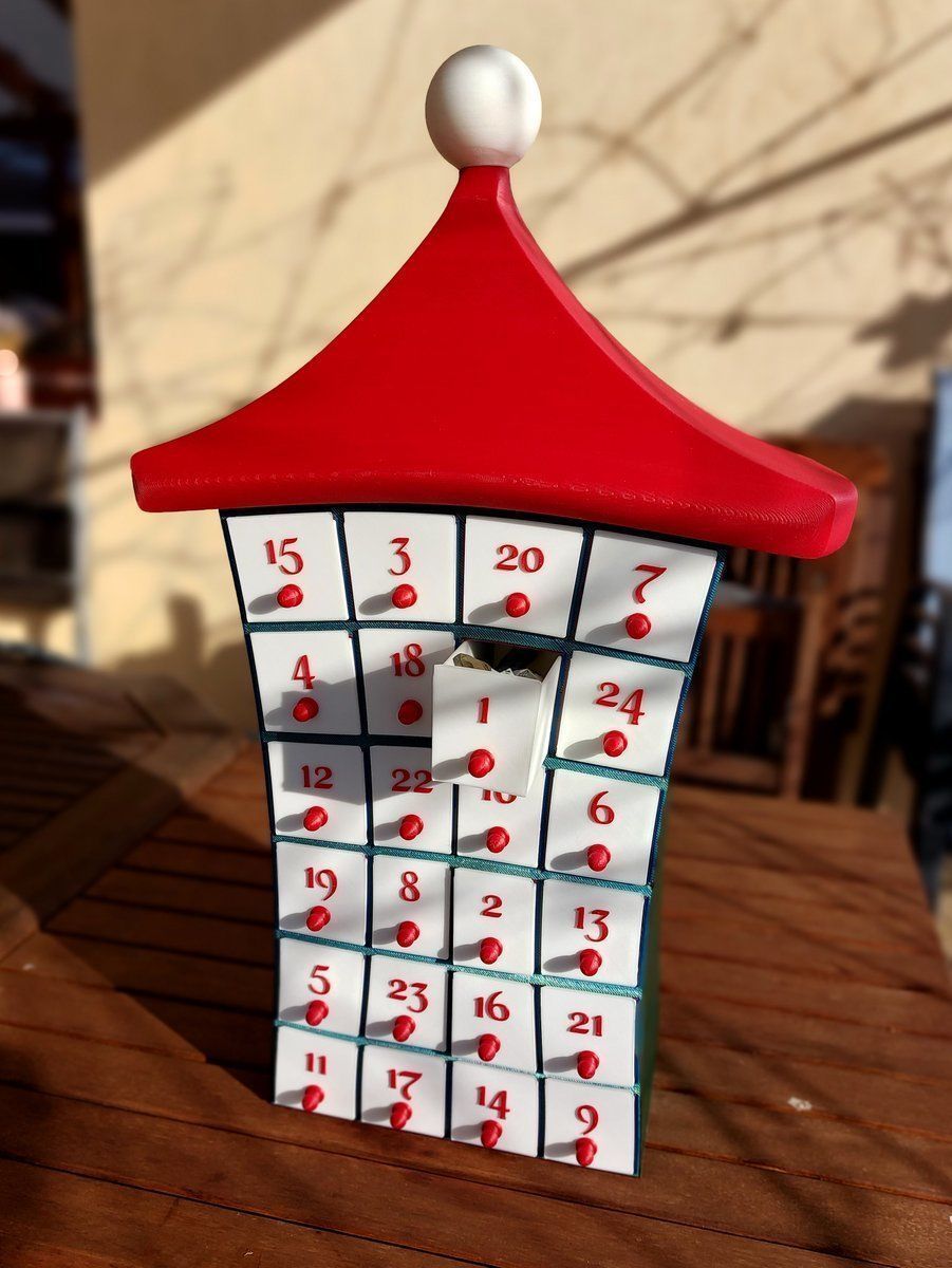 Advent calendar with santa hat roof 3D print model_5