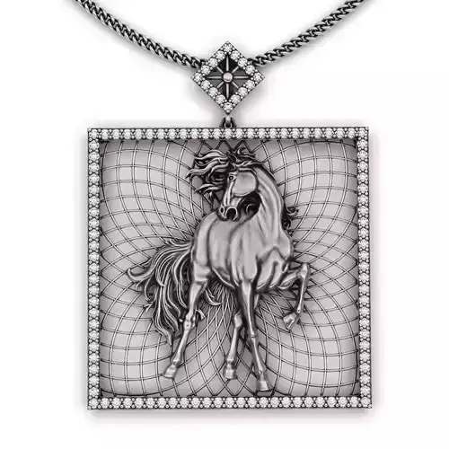 horse pendant silver gold jewelry printable 3D model