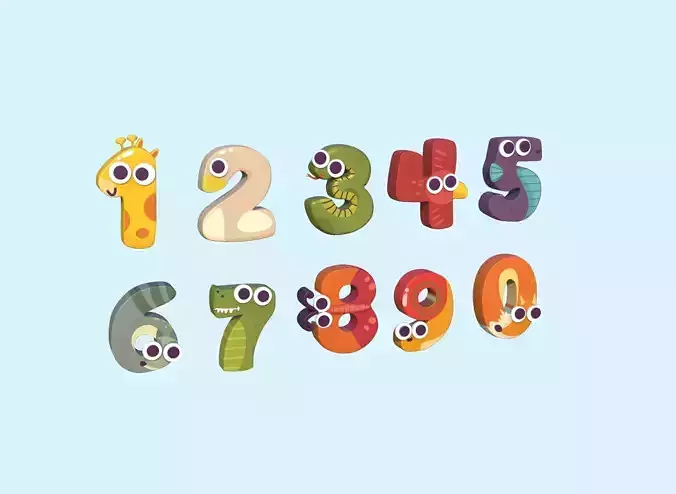 Cartoon Number Animal v001