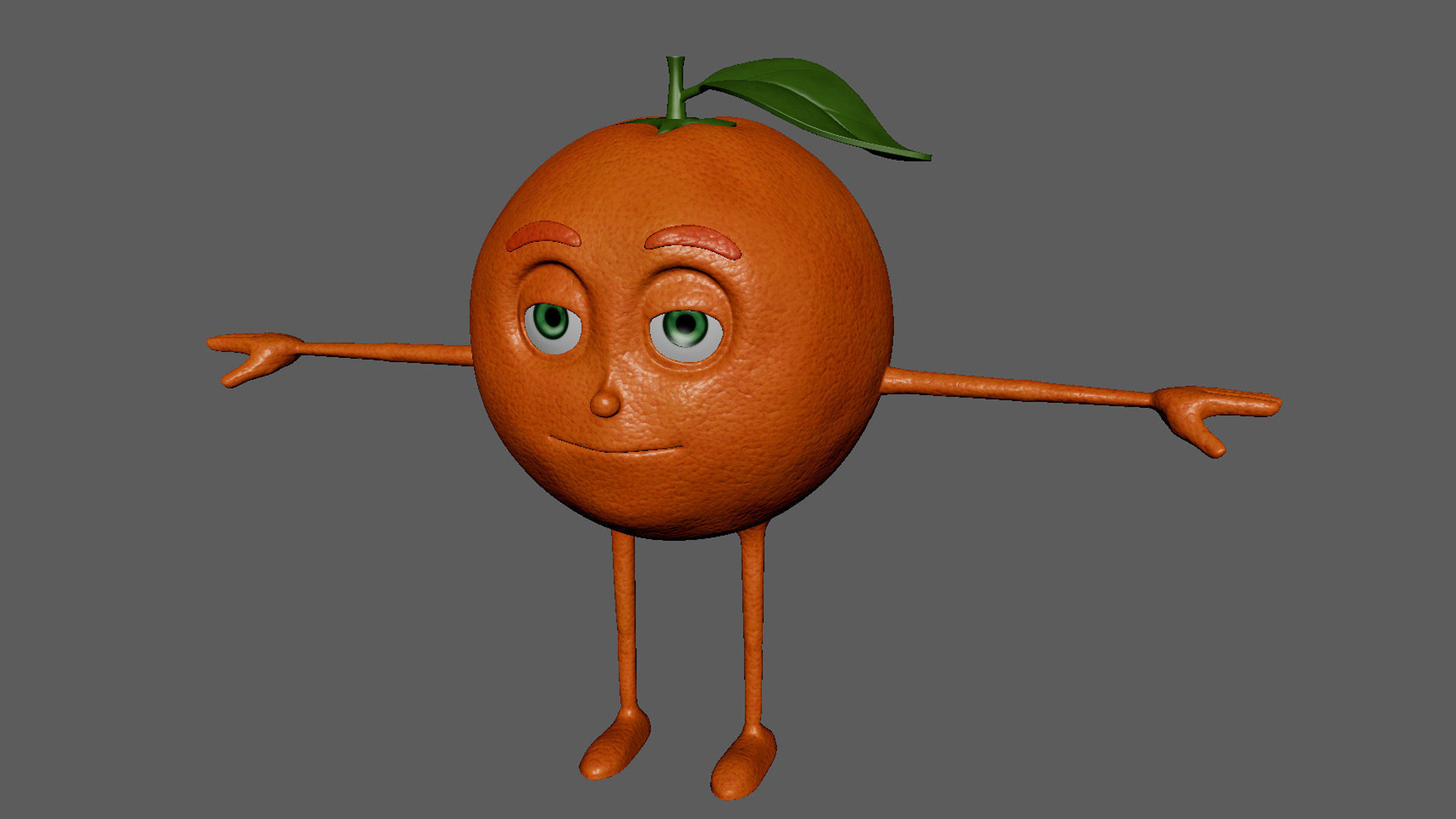 Orange Fruit Character  3D model_4