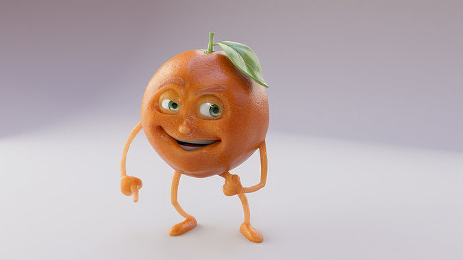 Orange Fruit Character  3D model 2