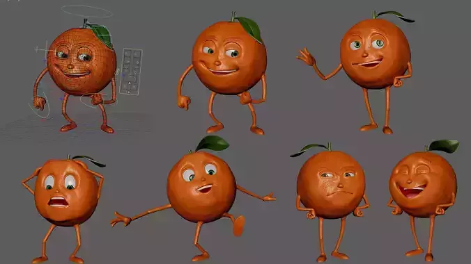 Orange Fruit Character 