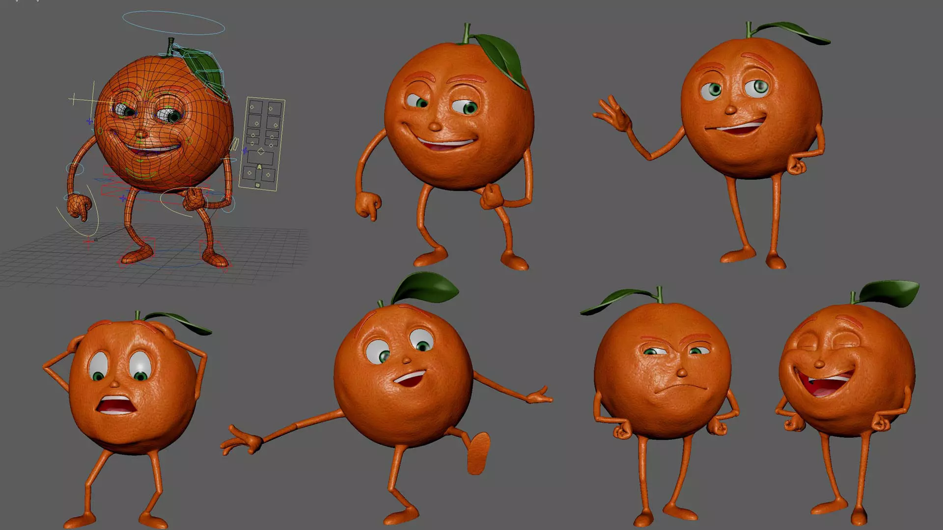 Orange Fruit Character  3D model_0