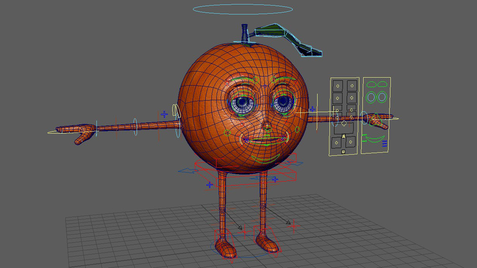 Orange Fruit Character  3D model_5