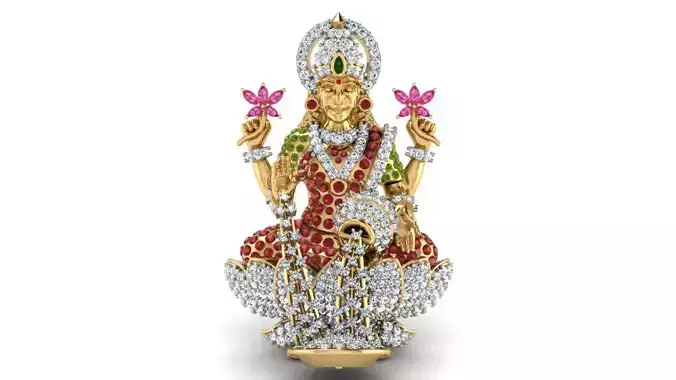 GOD LAXMI DIAMOND PENDANT3DM PRINT