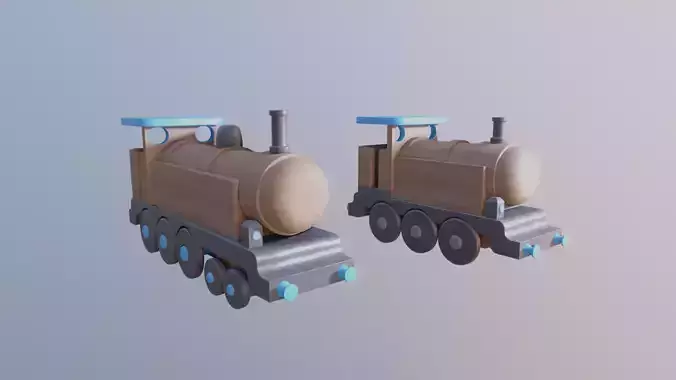WOODEN TRAIN TOYS BUNDLE - RogueFilmProductions Low-poly 3D model