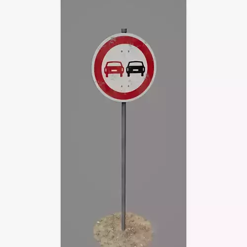 Road Sign 01 - Dont Overtake Low-poly 3D model