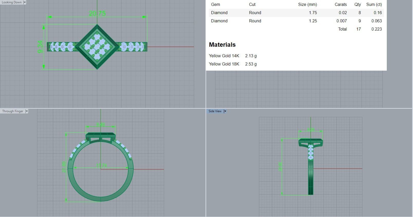 Light wt diamond ring 3dm stl renders details 3D print model_18