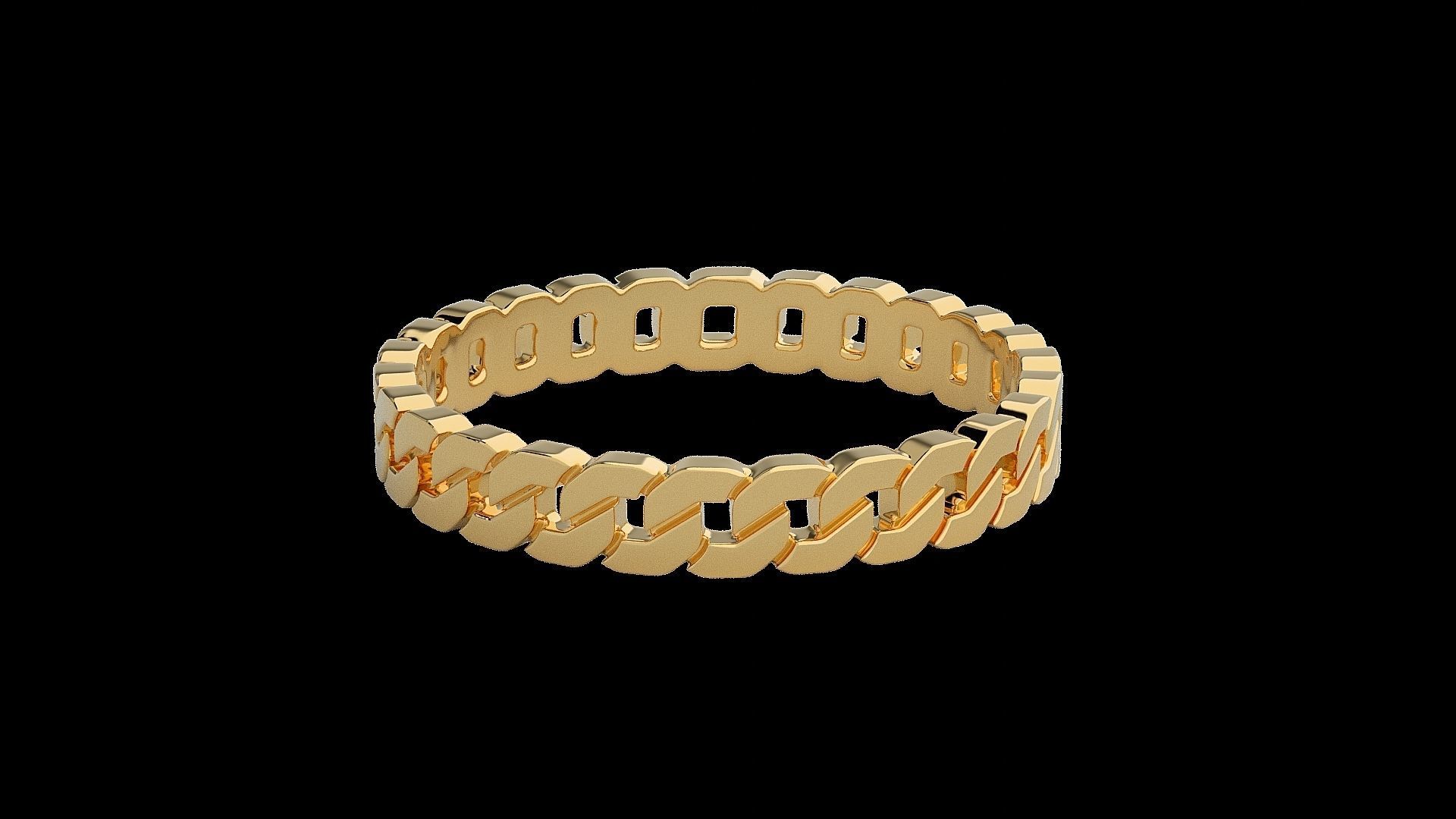 Cuban chain Light wt Plain Gold ring 3dm stl renders details 3D print model_15