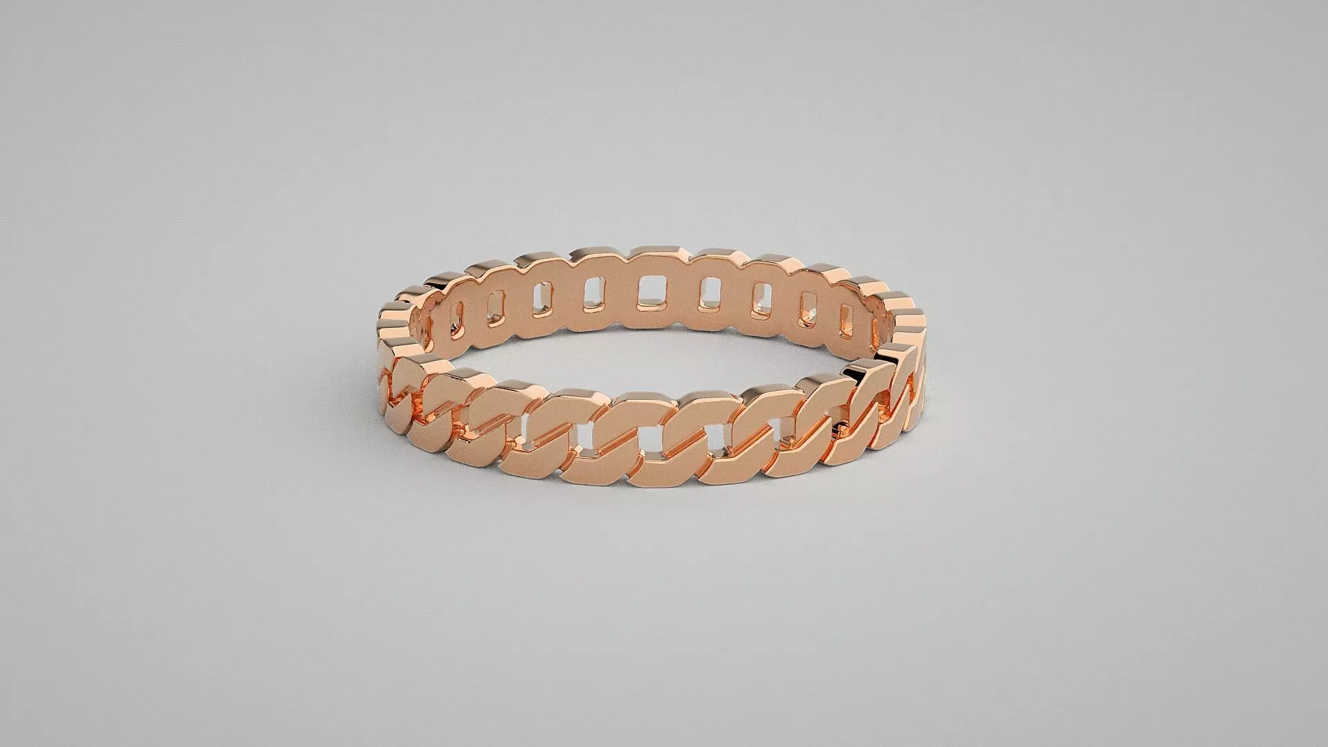 Cuban chain Light wt Plain Gold ring 3dm stl renders details 3D print model_0