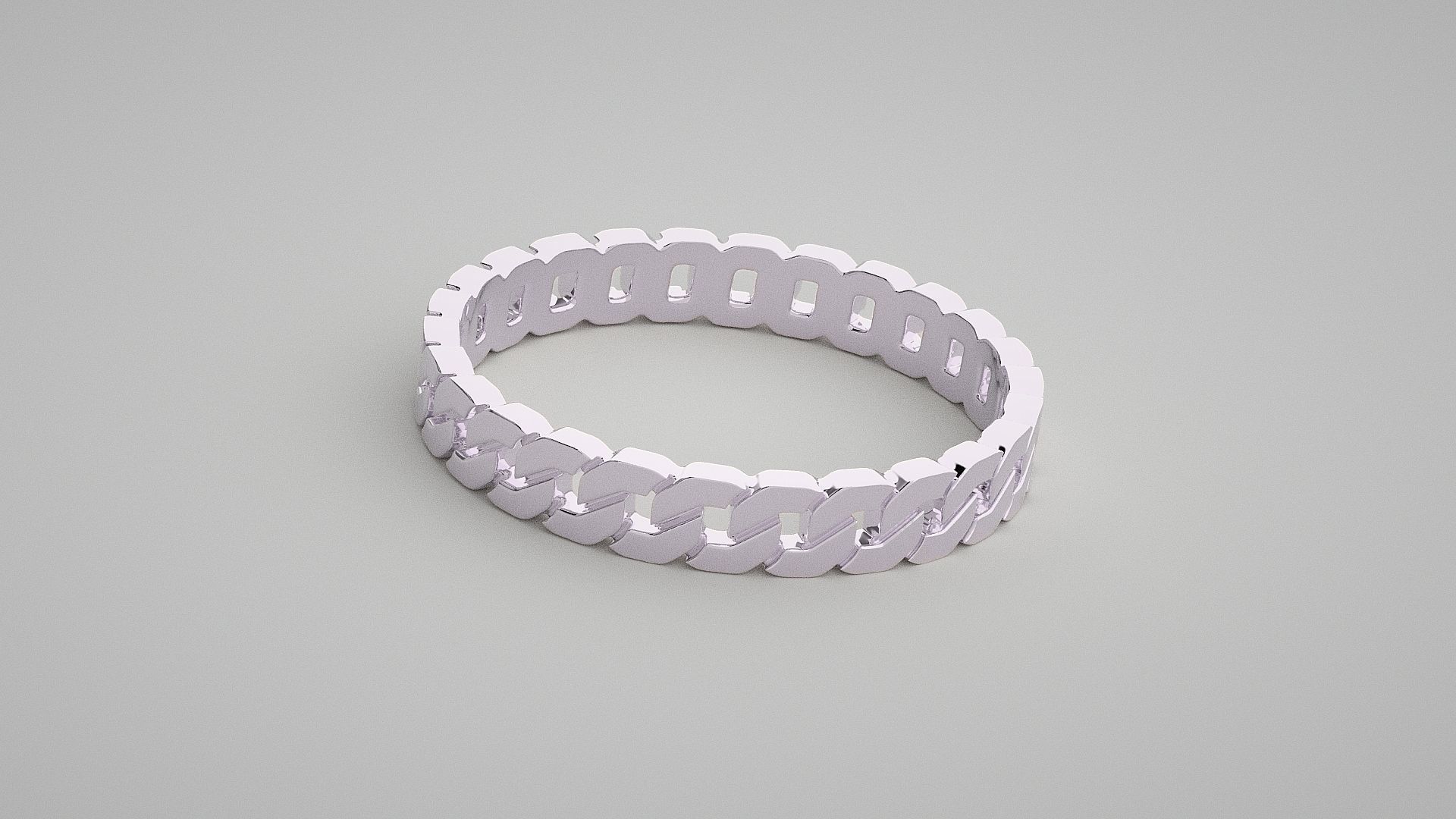 Cuban chain Light wt Plain Gold ring 3dm stl renders details 3D print model_7