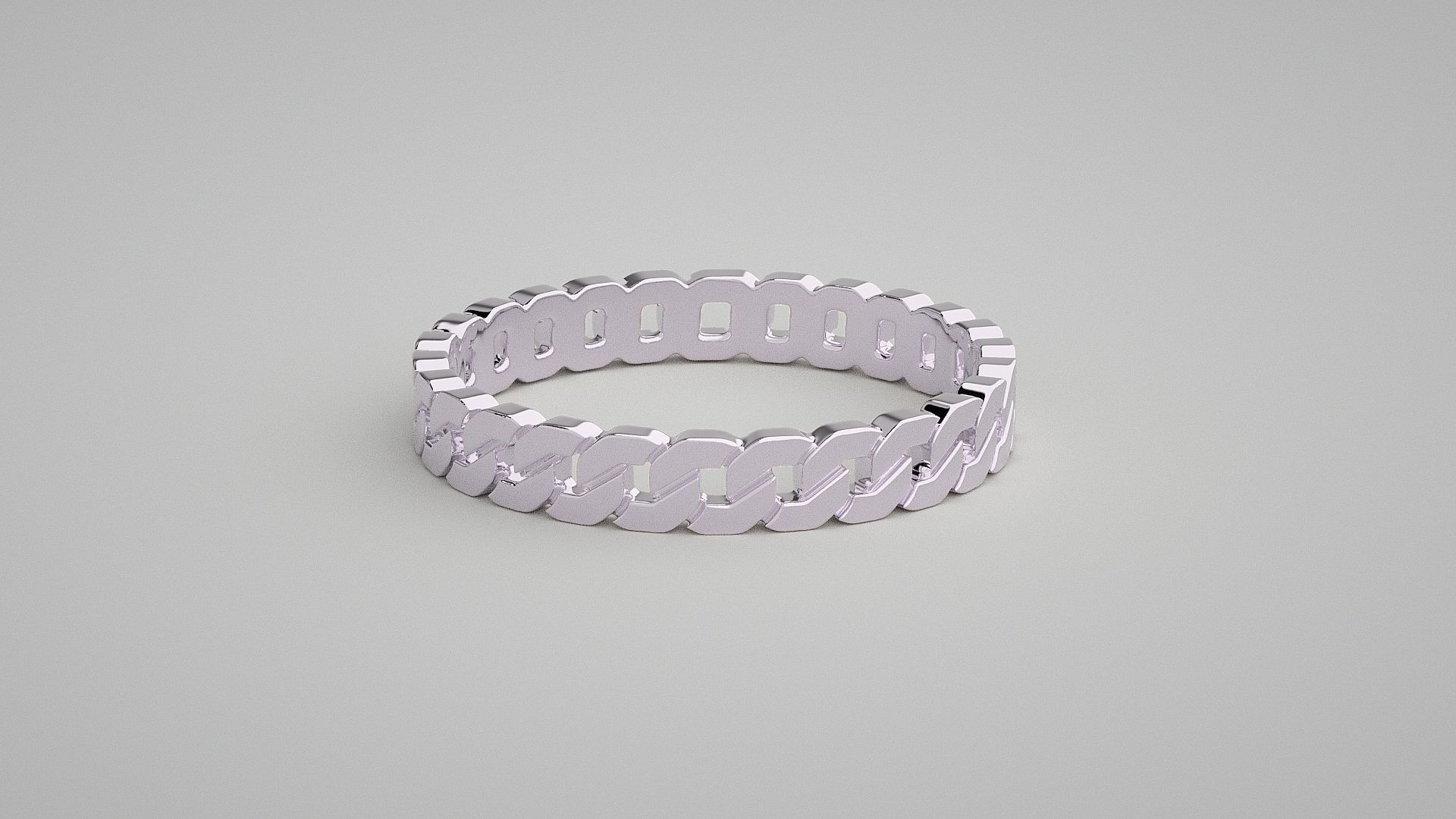 Cuban chain Light wt Plain Gold ring 3dm stl renders details 3D print model_6
