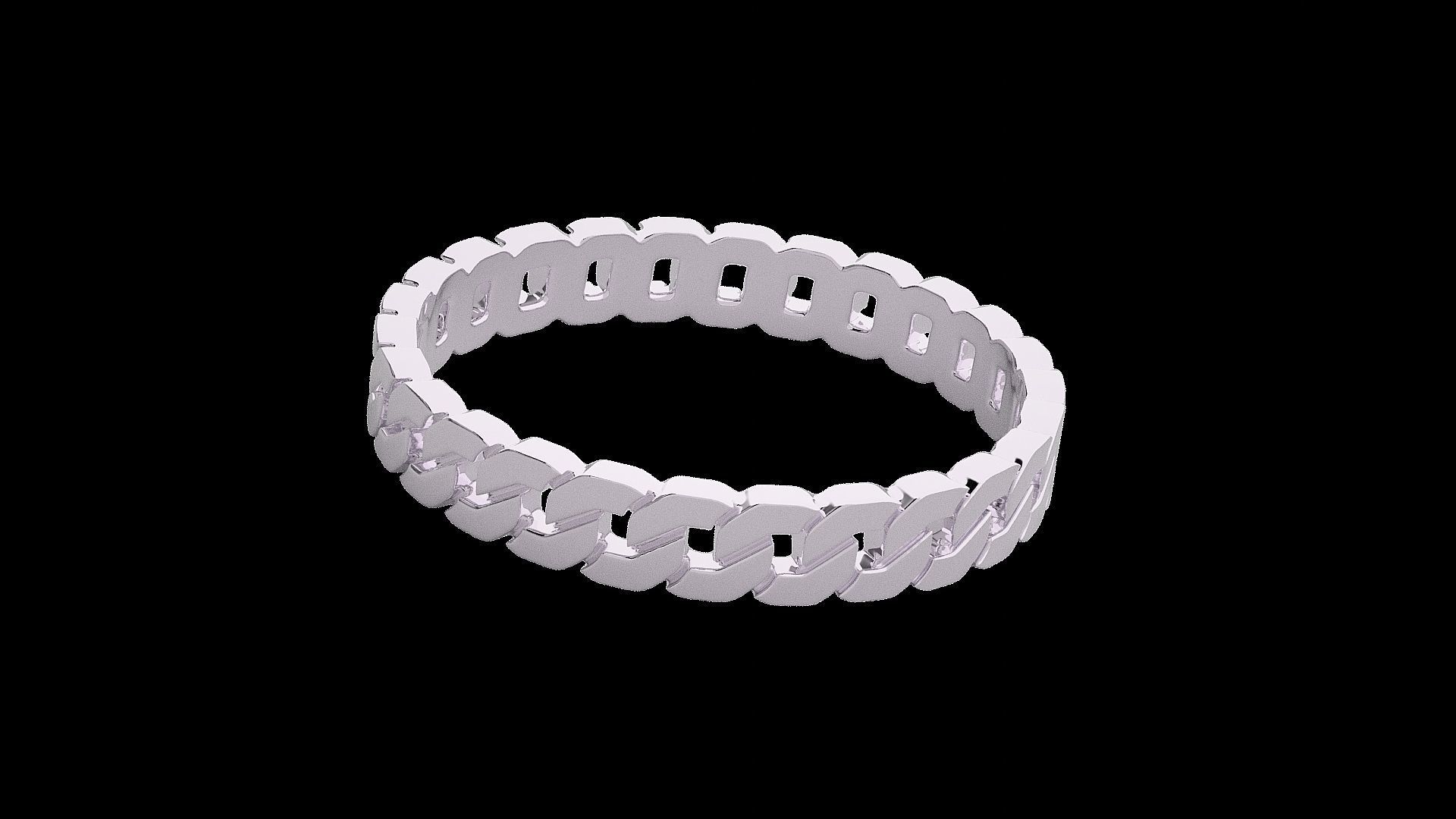 Cuban chain Light wt Plain Gold ring 3dm stl renders details 3D print model_10