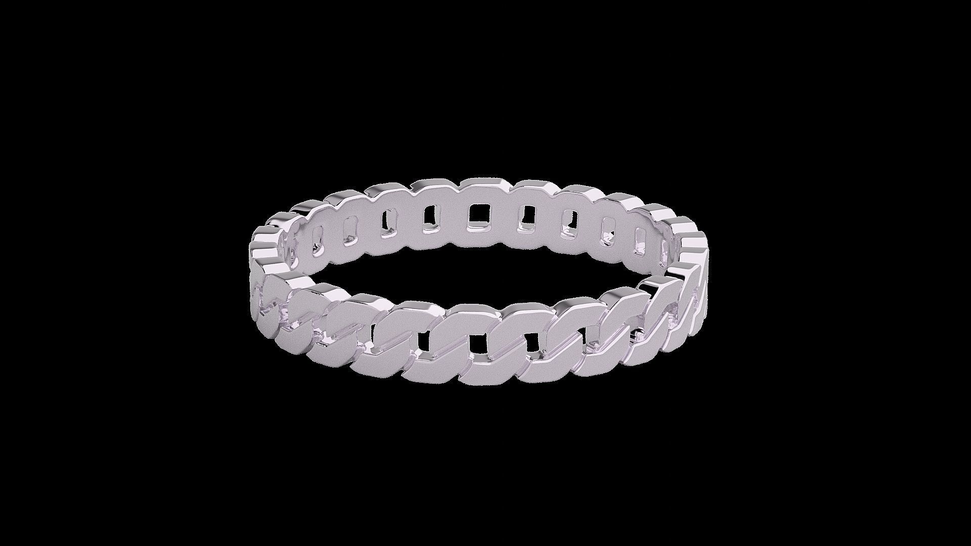 Cuban chain Light wt Plain Gold ring 3dm stl renders details 3D print model_9