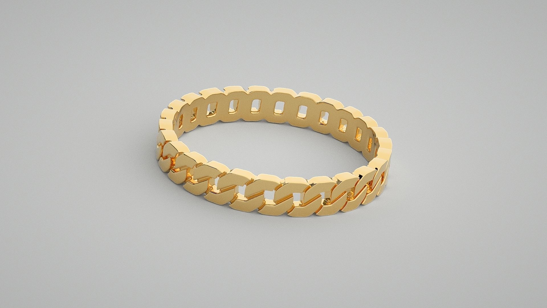 Cuban chain Light wt Plain Gold ring 3dm stl renders details 3D print model_13