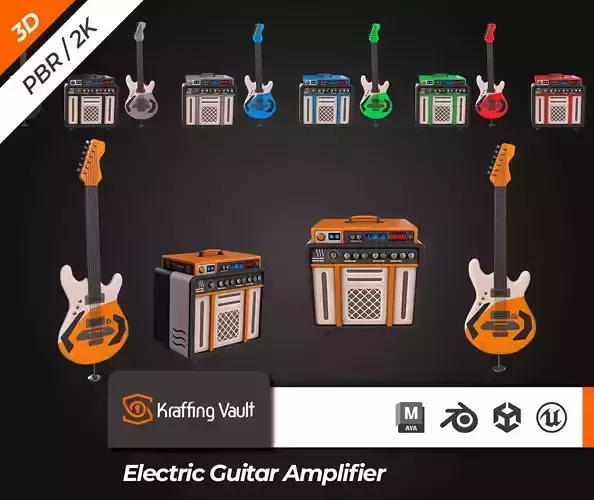Electronic Guitar Amplifier Low-poly 3D model