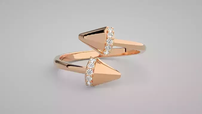 Double Nail Light wt diamond ring 3dm stl renders details 3D print model