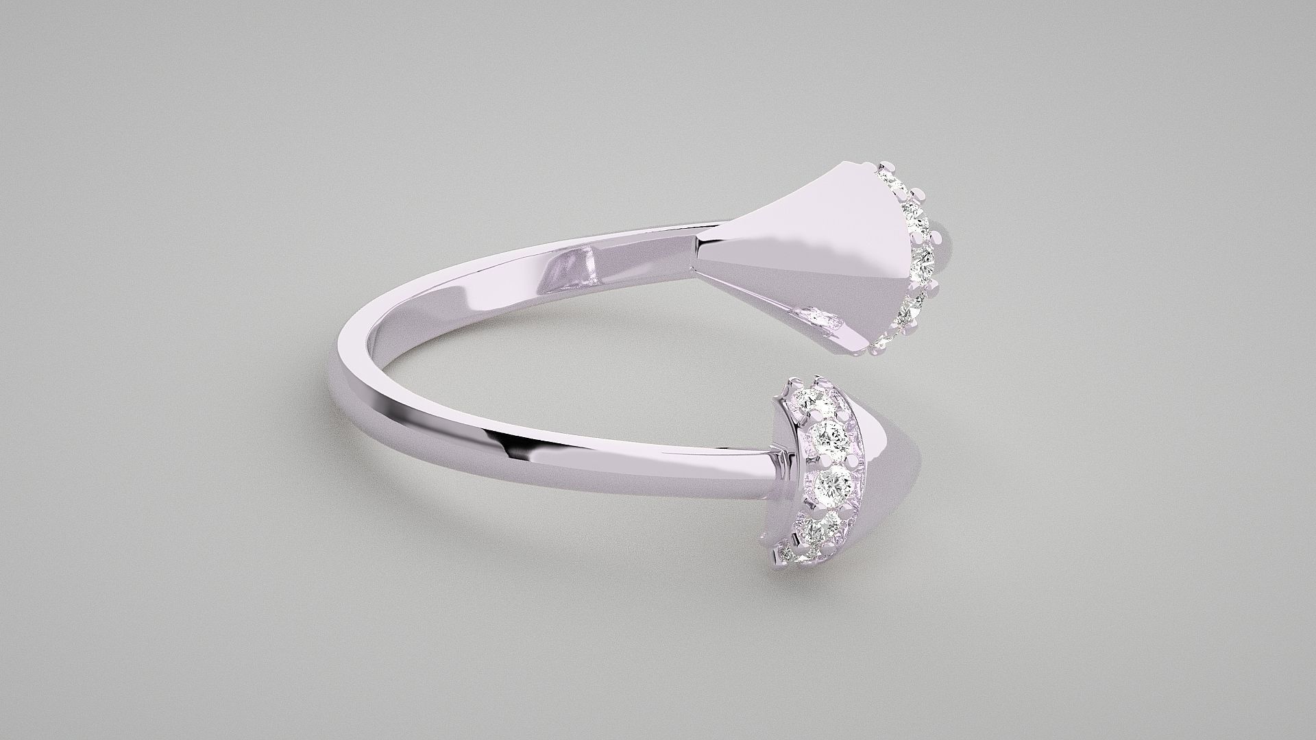 Double Nail Light wt diamond ring 3dm stl renders details 3D print model_9