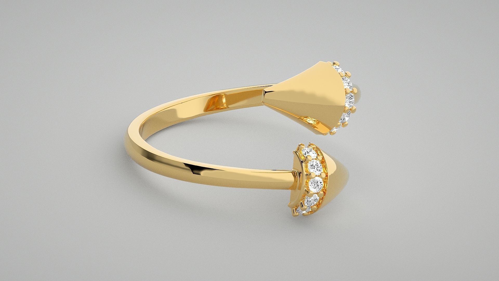 Double Nail Light wt diamond ring 3dm stl renders details 3D print model_15