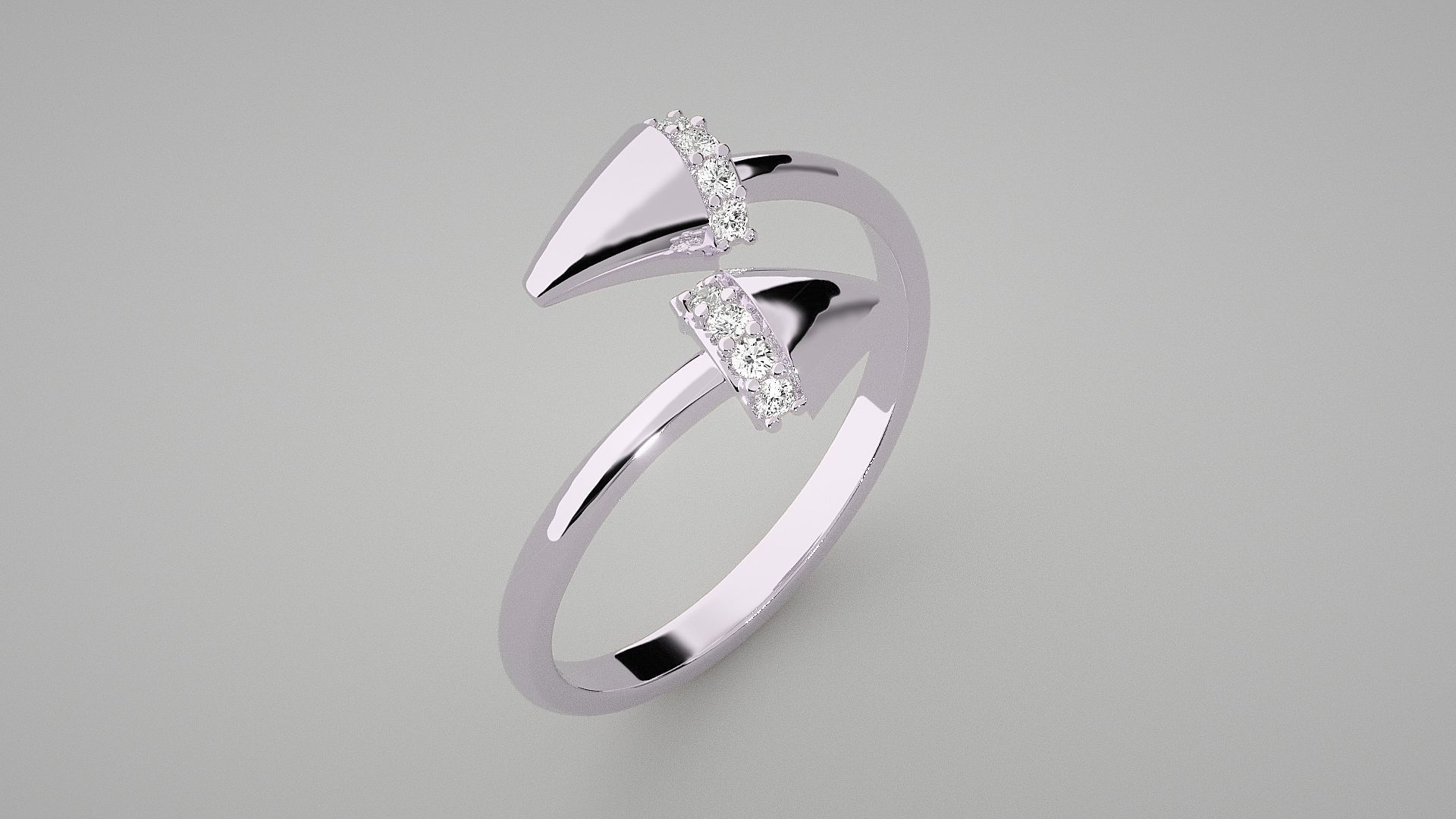 Double Nail Light wt diamond ring 3dm stl renders details 3D print model_10