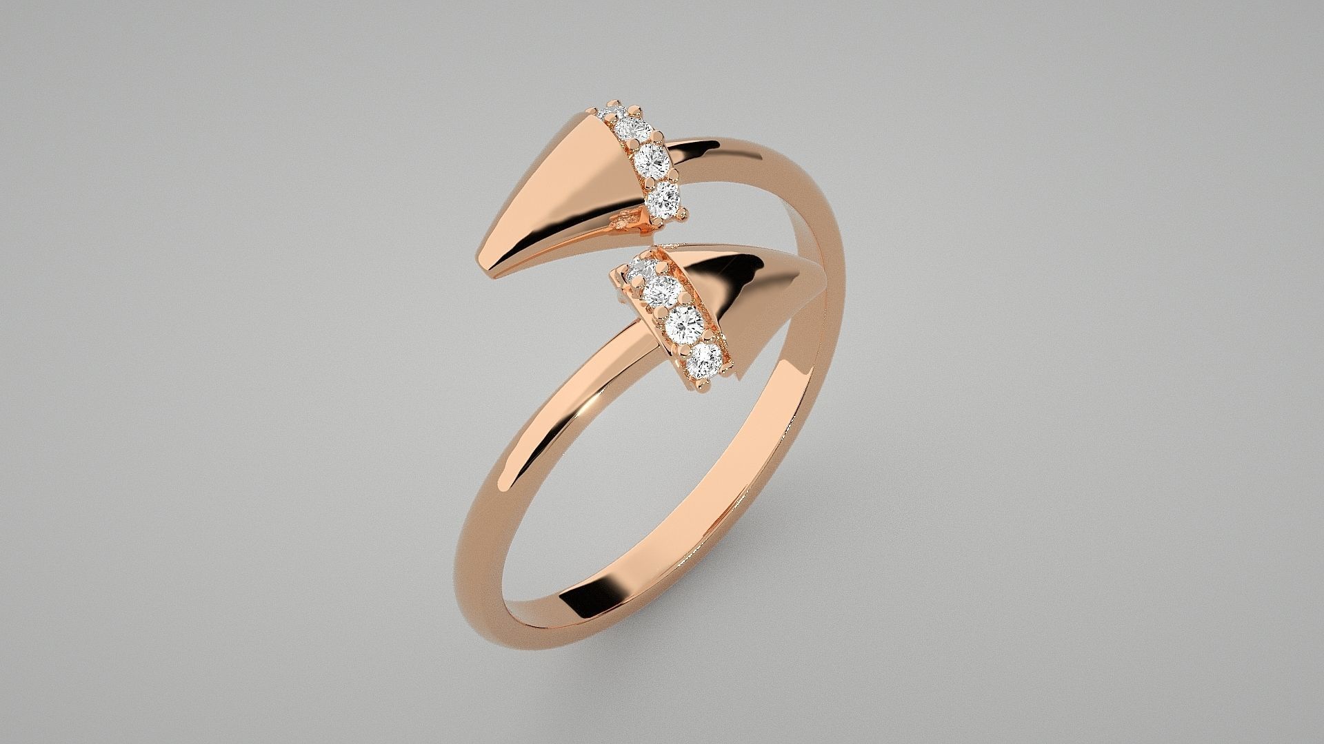 Double Nail Light wt diamond ring 3dm stl renders details 3D print model_2
