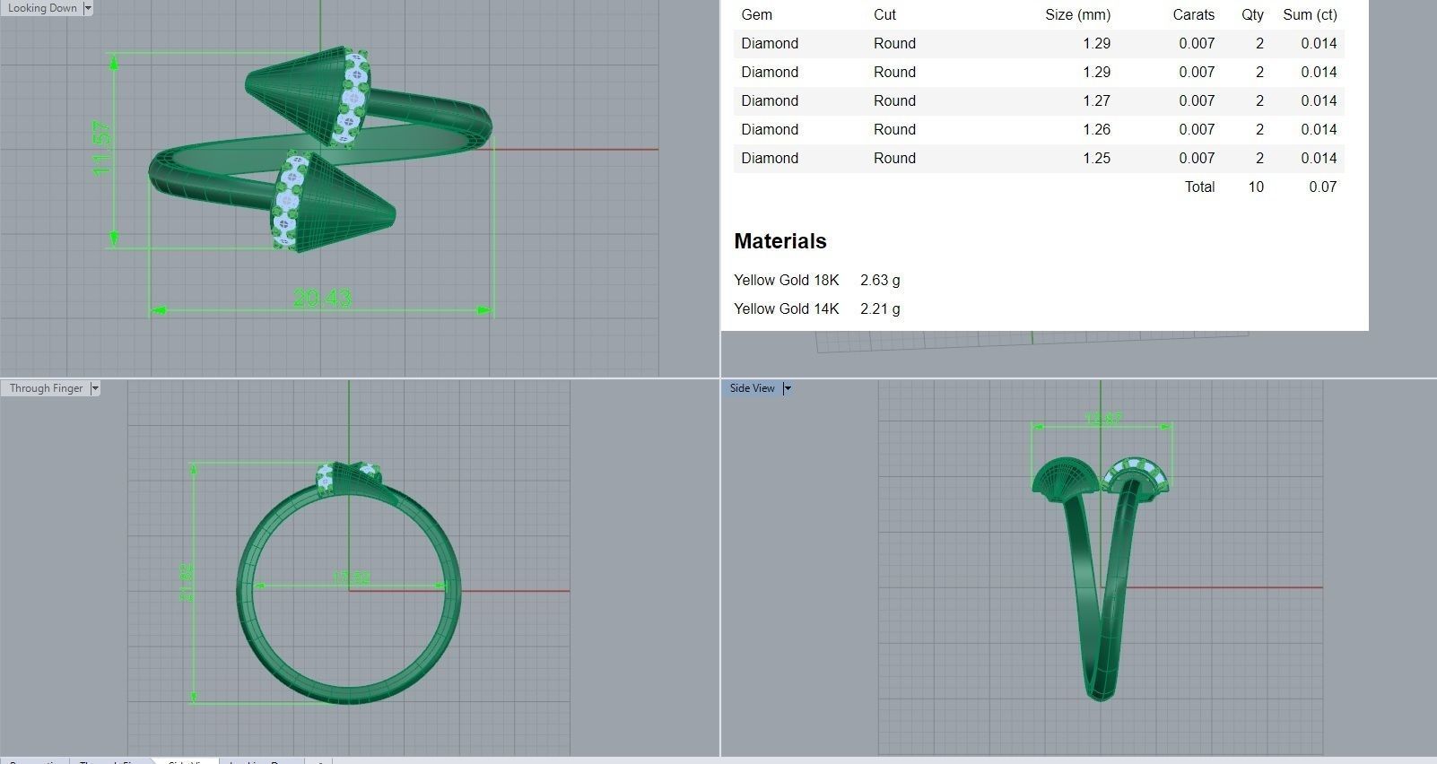 Double Nail Light wt diamond ring 3dm stl renders details 3D print model_6