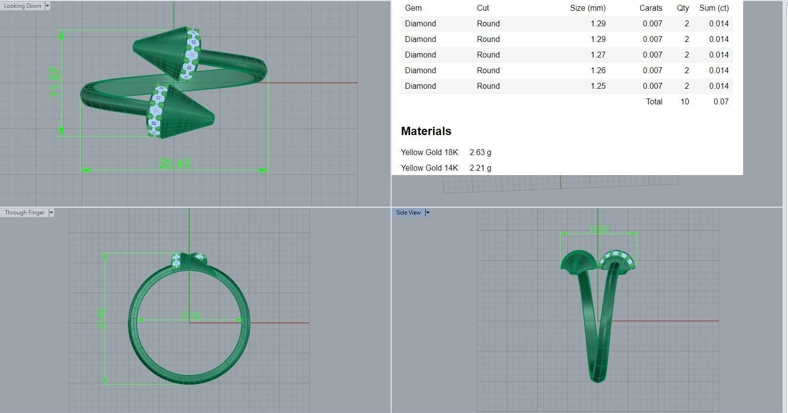 Double Nail Light wt diamond ring 3dm stl renders details 3D print model_7