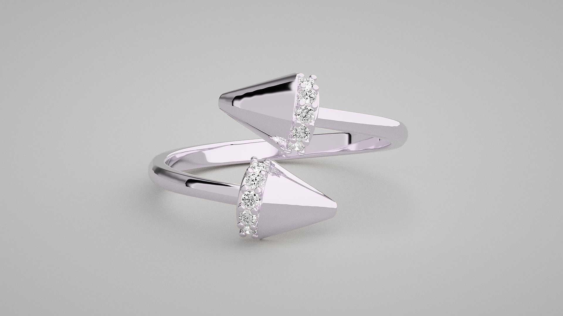 Double Nail Light wt diamond ring 3dm stl renders details 3D print model_8
