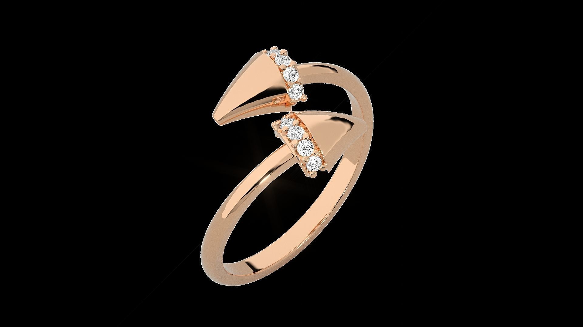 Double Nail Light wt diamond ring 3dm stl renders details 3D print model_5