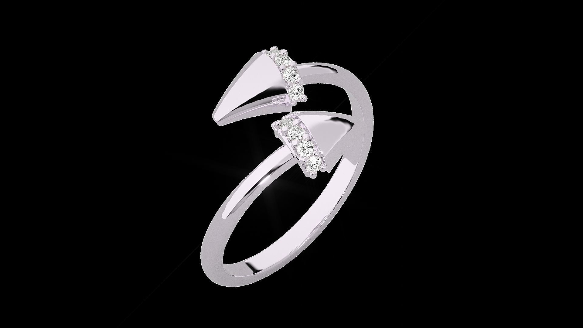 Double Nail Light wt diamond ring 3dm stl renders details 3D print model_13