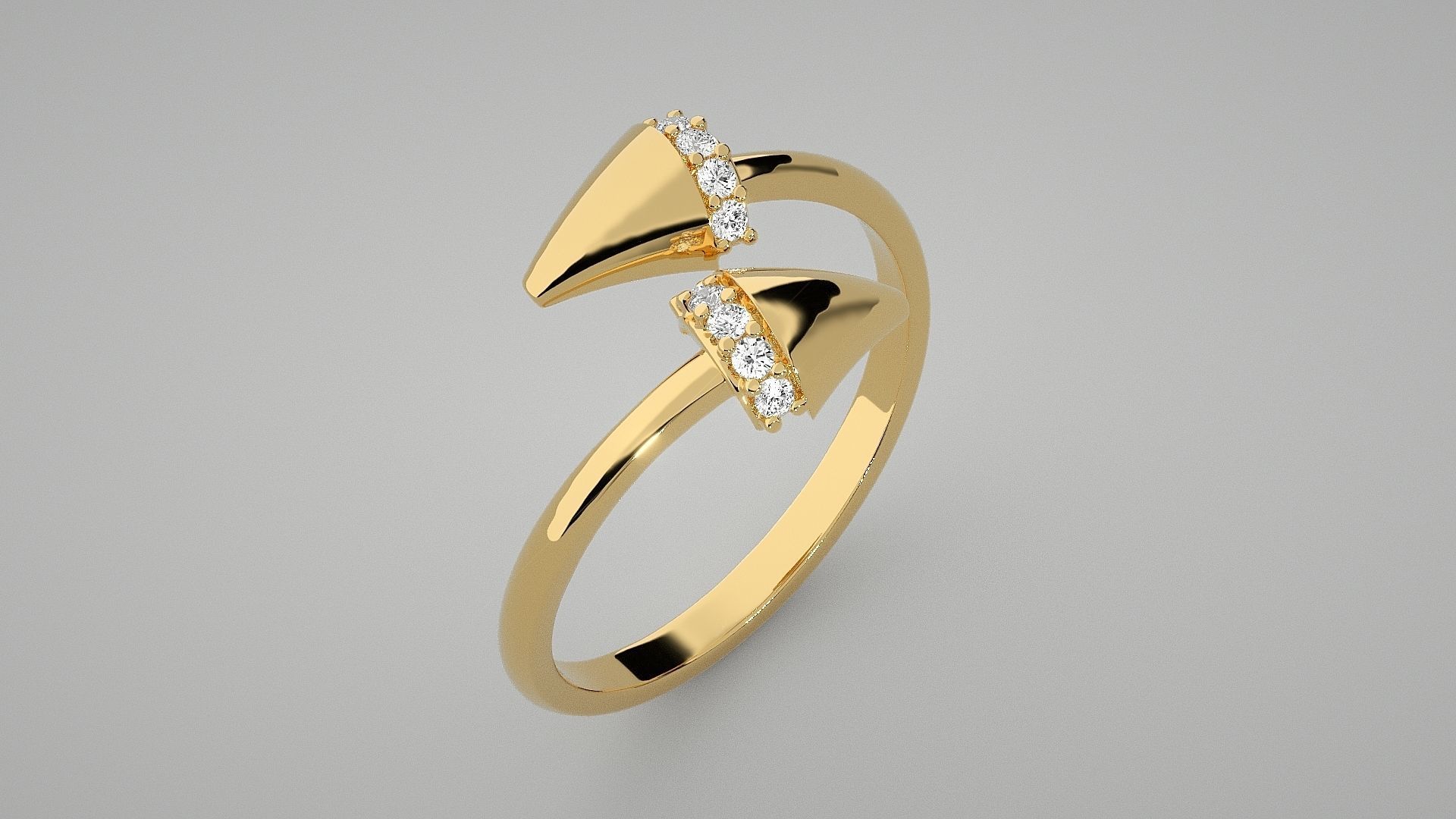 Double Nail Light wt diamond ring 3dm stl renders details 3D print model_16