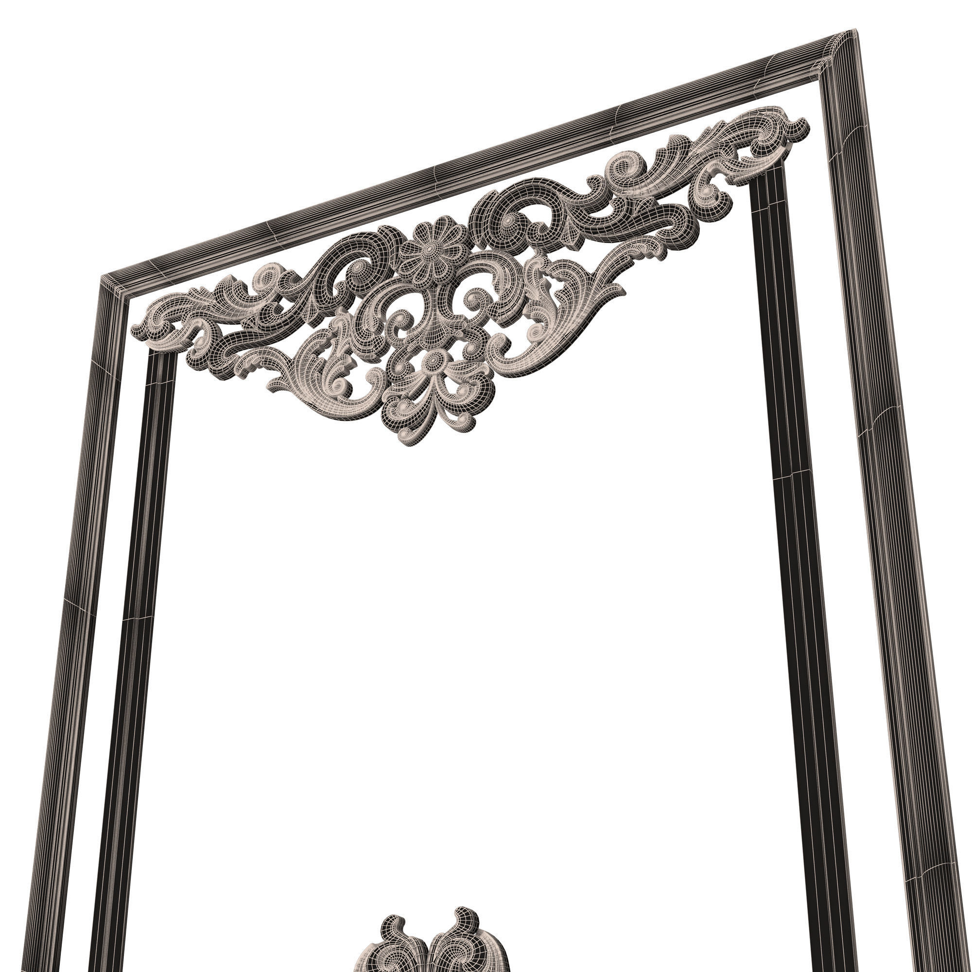 Boiserie Carved Decoration Panel 04 Low-poly 3D model_10