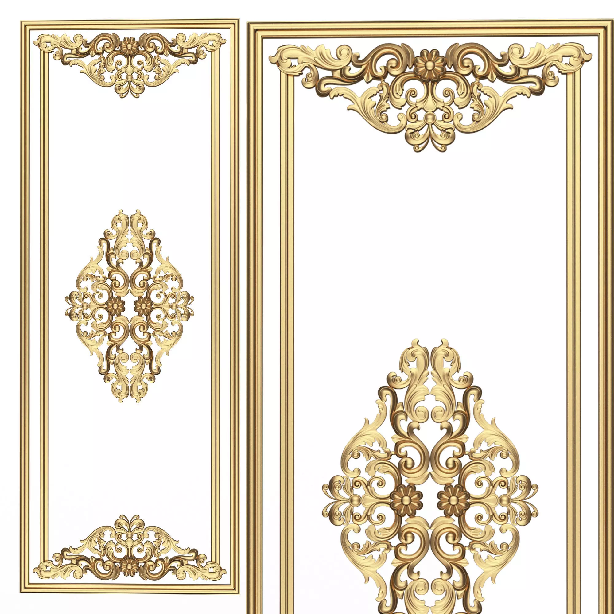 Boiserie Carved Decoration Panel 04 Low-poly 3D model_0