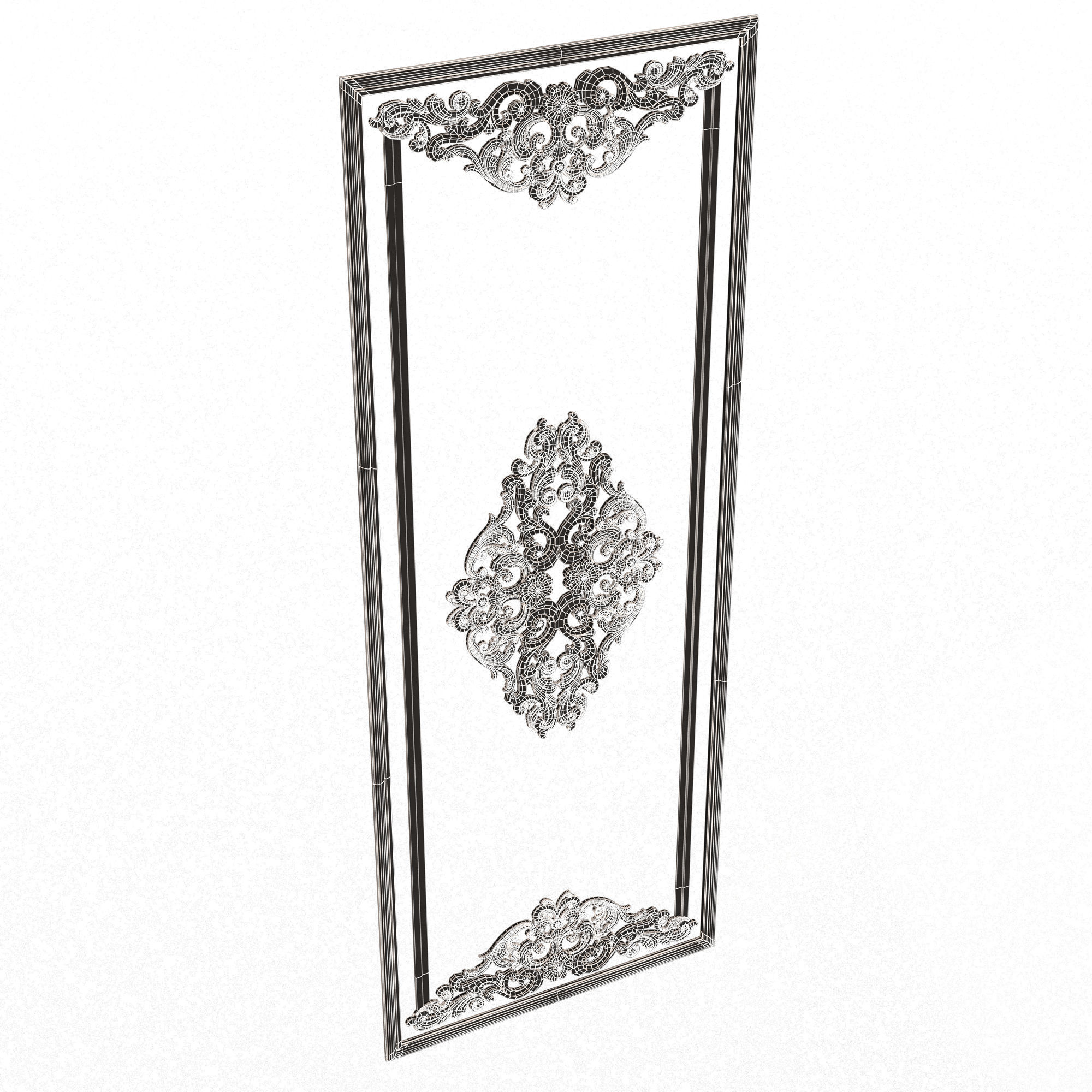 Boiserie Carved Decoration Panel 04 Low-poly 3D model_13