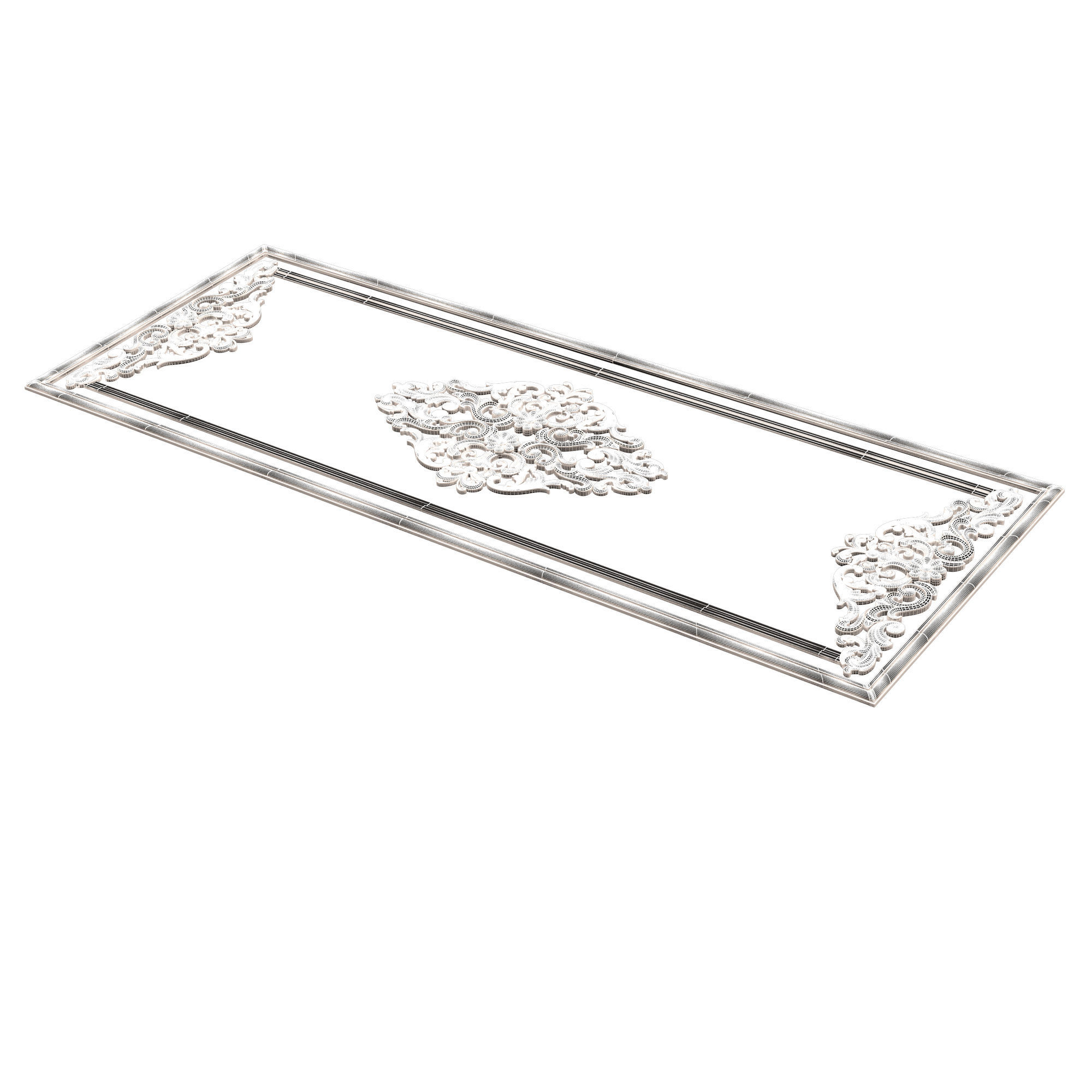 Boiserie Carved Decoration Panel 04 Low-poly 3D model_11