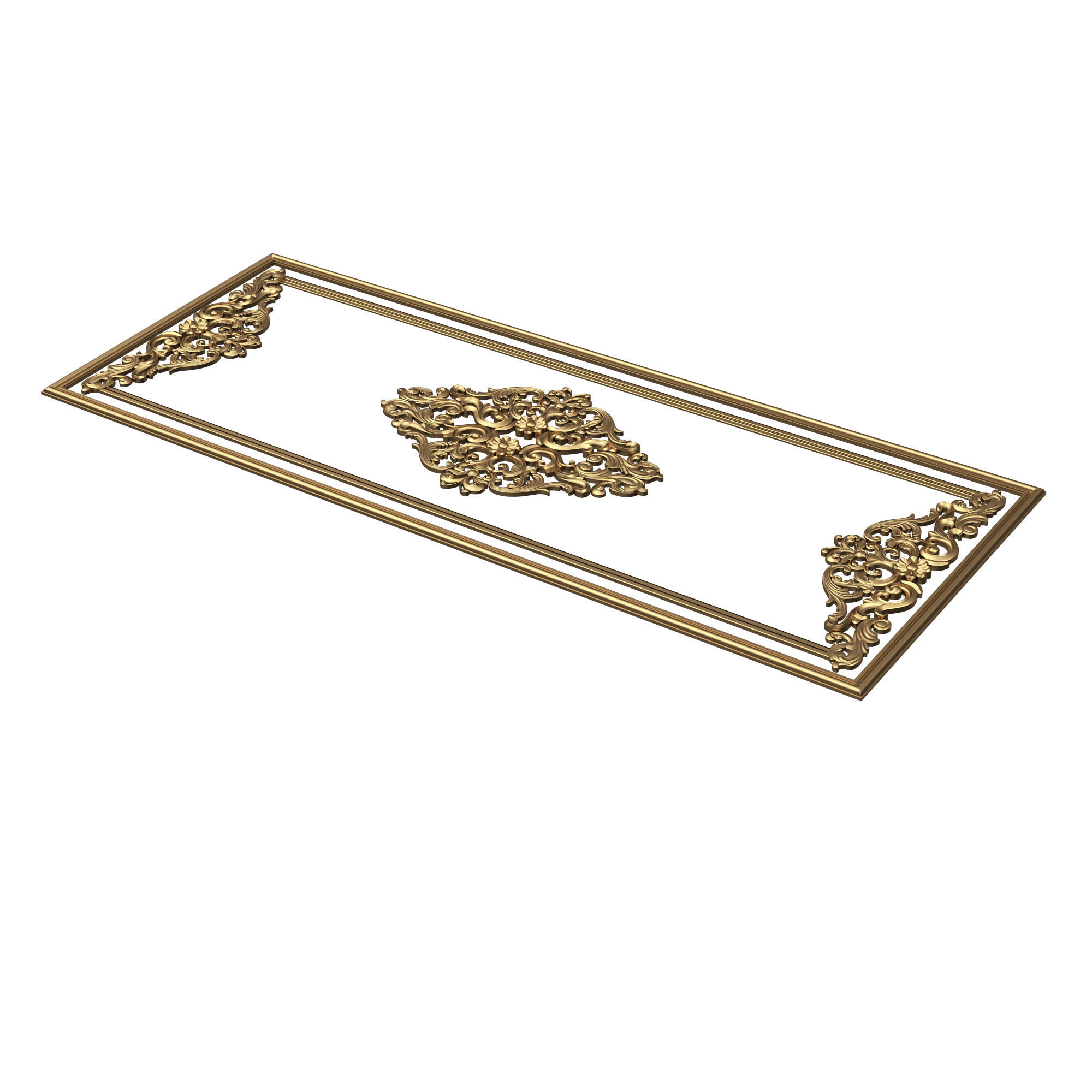 Boiserie Carved Decoration Panel 04 Low-poly 3D model_5