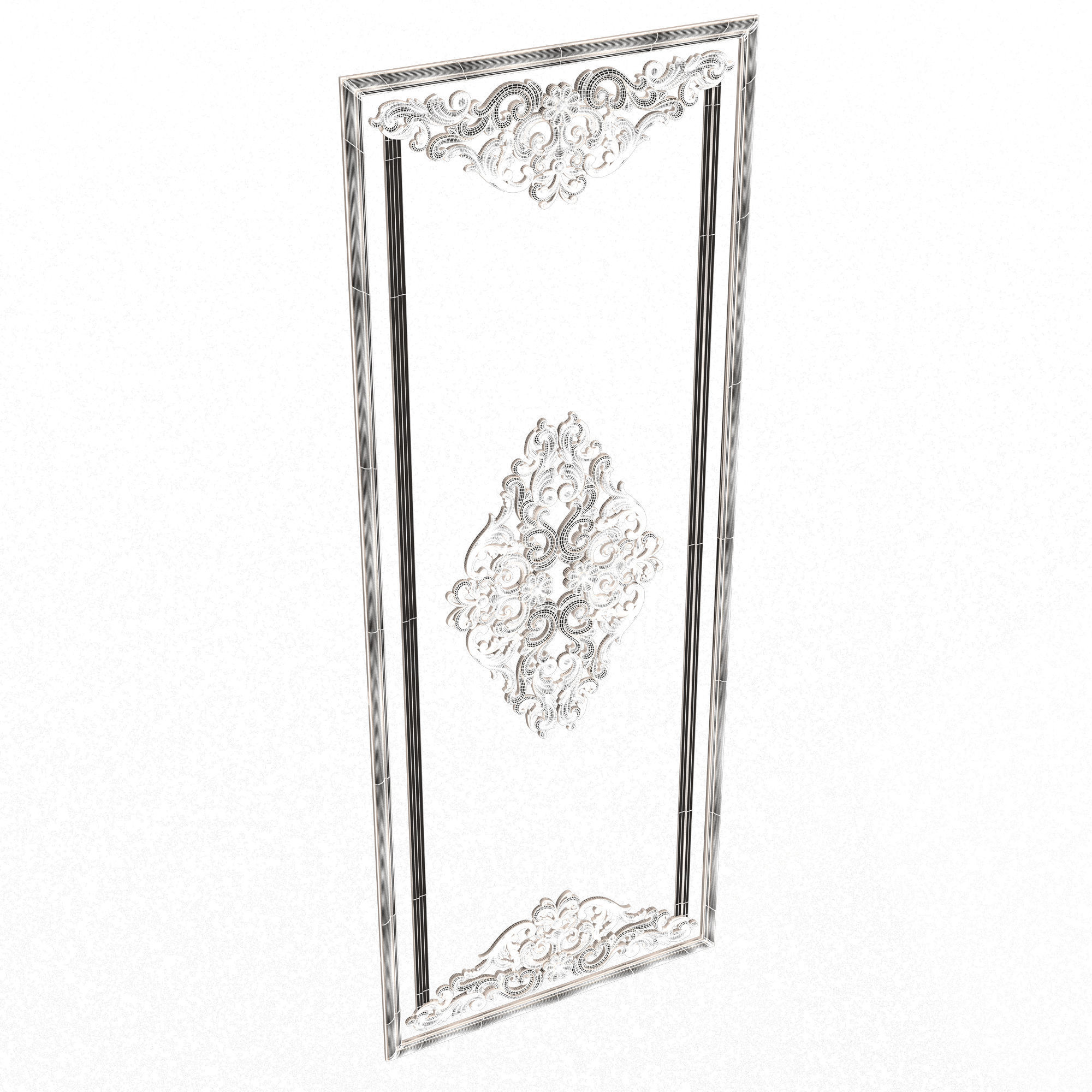 Boiserie Carved Decoration Panel 04 Low-poly 3D model_7
