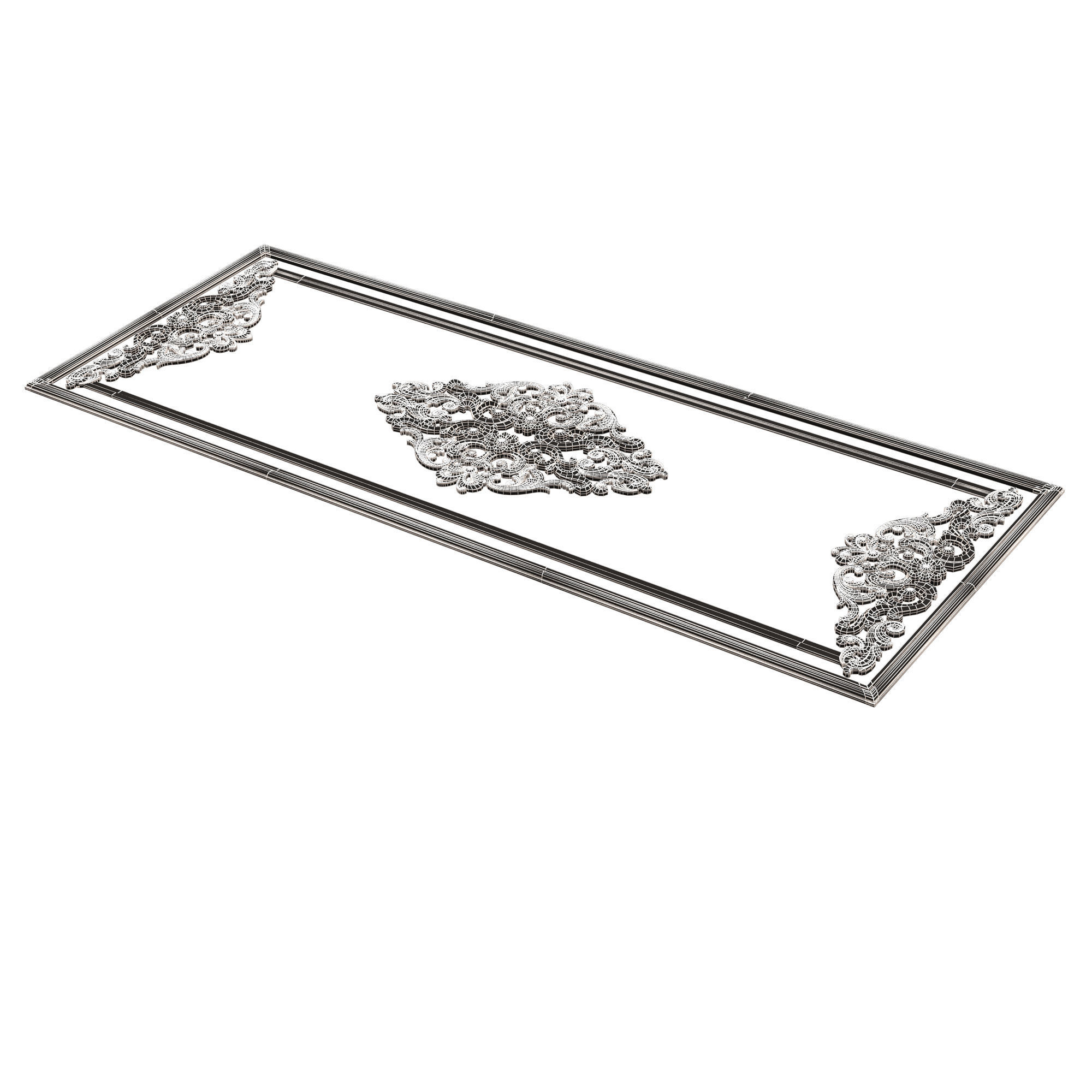 Boiserie Carved Decoration Panel 04 Low-poly 3D model_17
