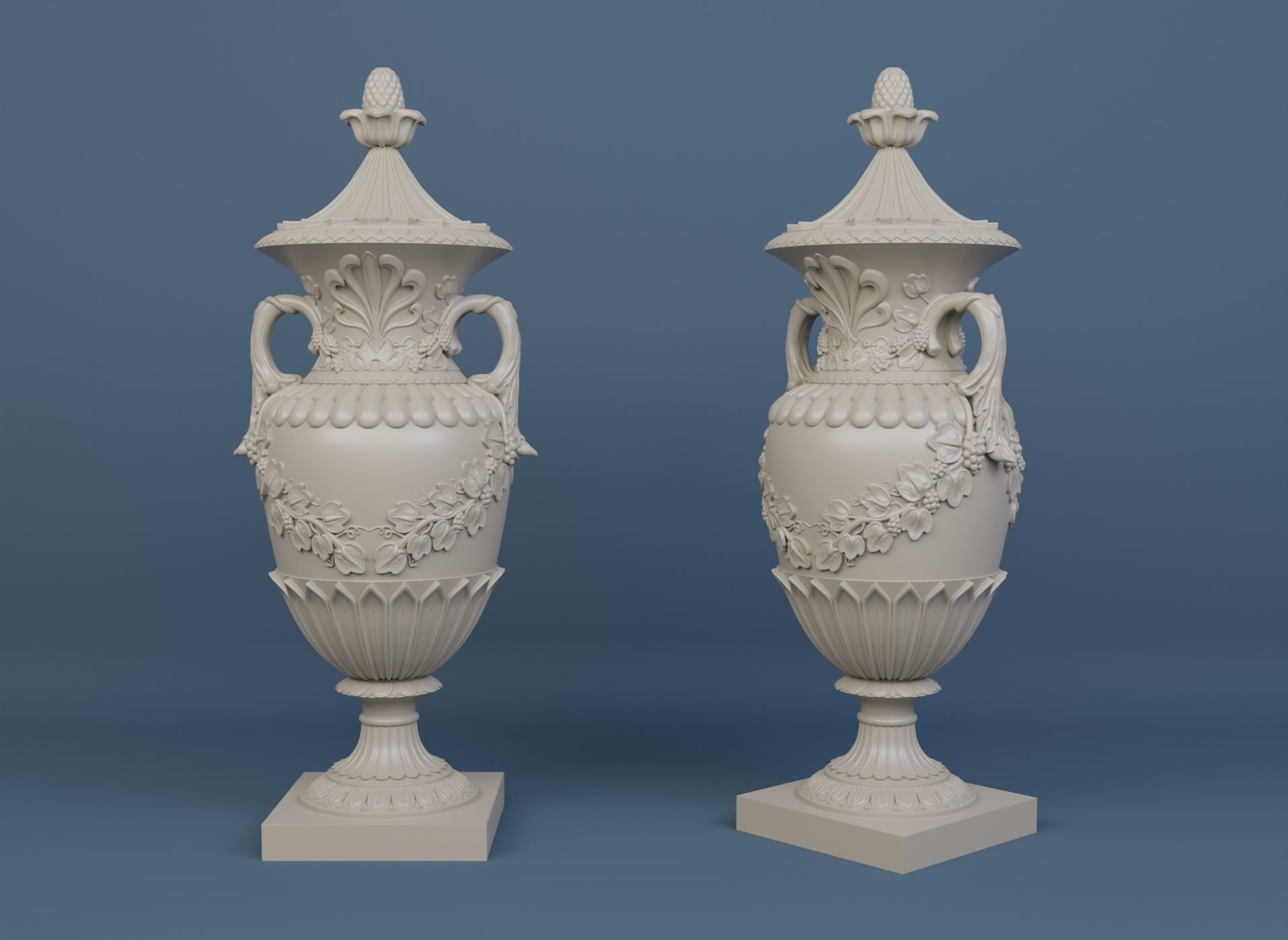 Detailed Models of Decorated Vases and Urns 3D Model Collection_12