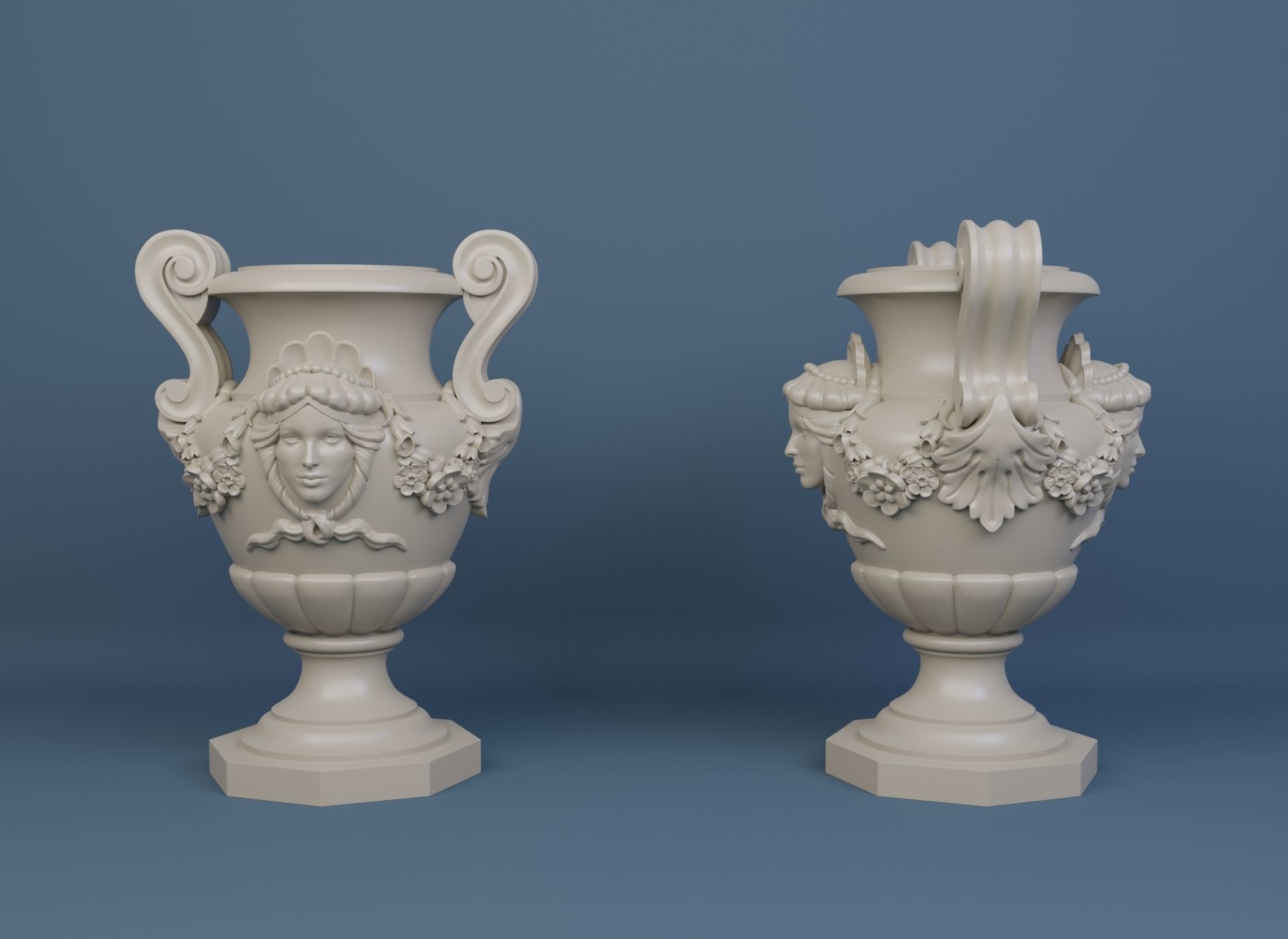 Detailed Models of Decorated Vases and Urns 3D Model Collection_8